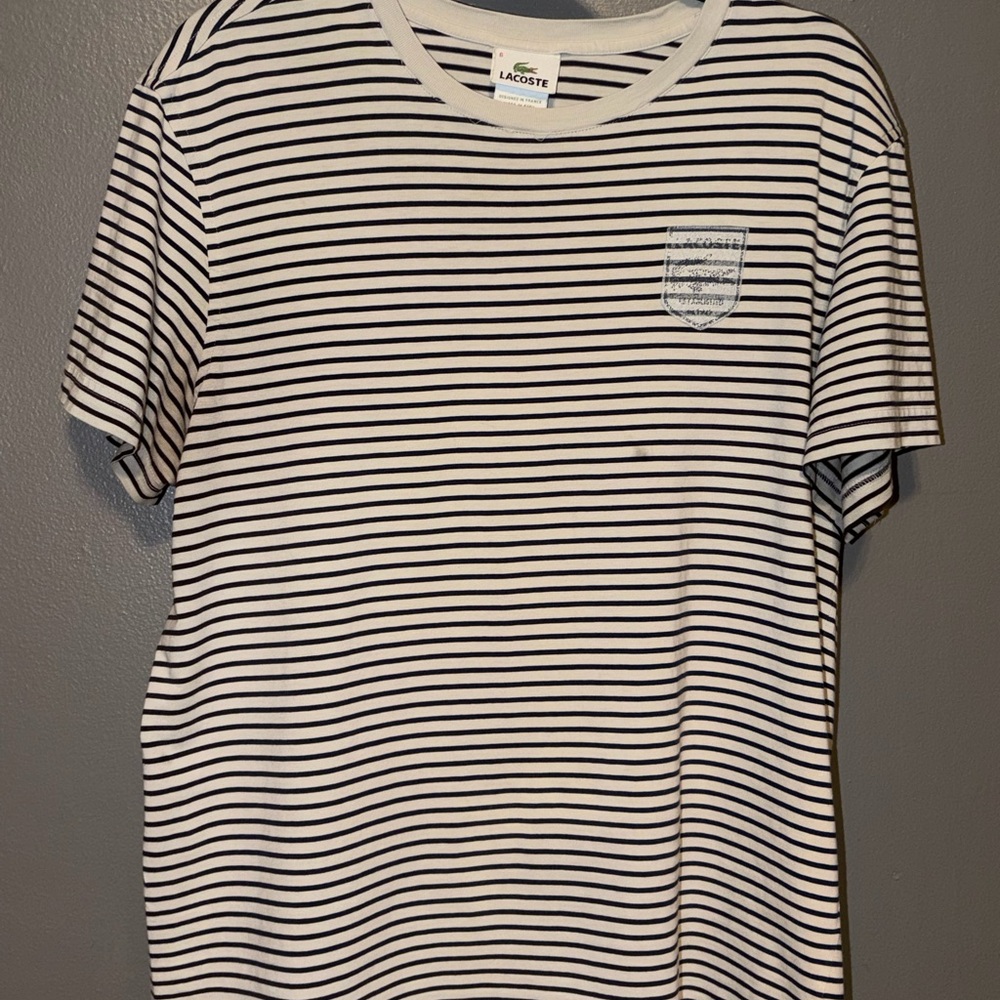 Lacoste Men's Striped Tee in Black and White